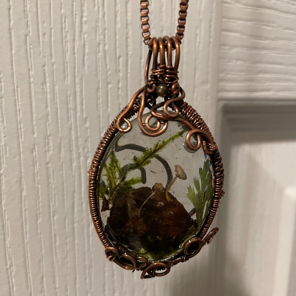 Handcrafted Copper Wire Wrapped Pendant Necklace